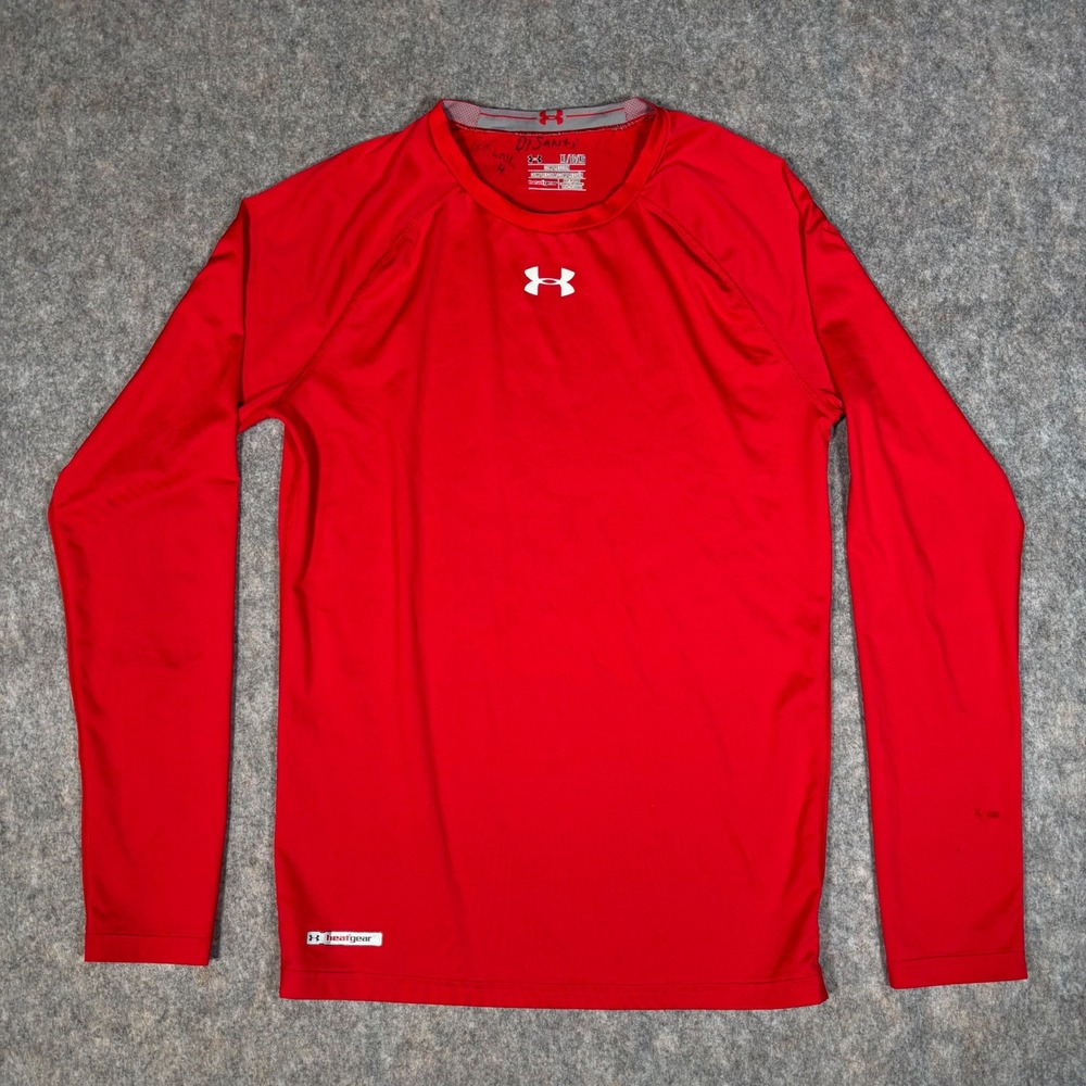 Under Armour HeatGear Compression Shirt Mens XL Red Long Sleeve Top *Marks READ
